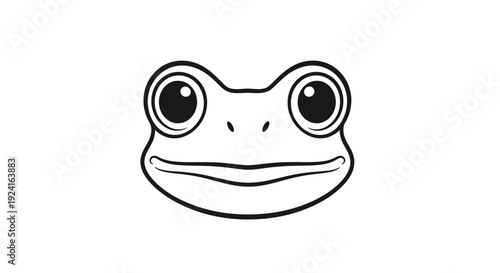 Simple Black and White Frog Illustration.