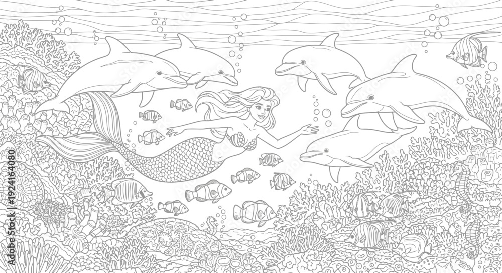 Fototapeta premium Dolphins Swimming Together in the Ocean.