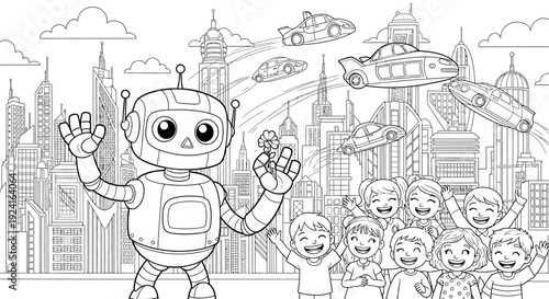 Friendly Robot Cartoon Character Illustration.