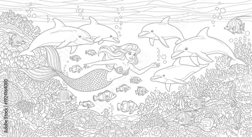 Dolphins Swimming Together in the Ocean.