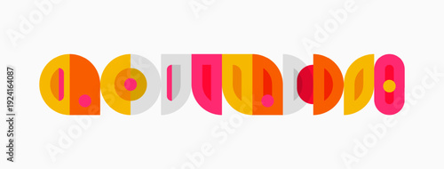 Colorful abstract shapes form word cloudcode. Geometric design uses pinks, oranges, reds, muted tones. Minimalist style, clean presentation.