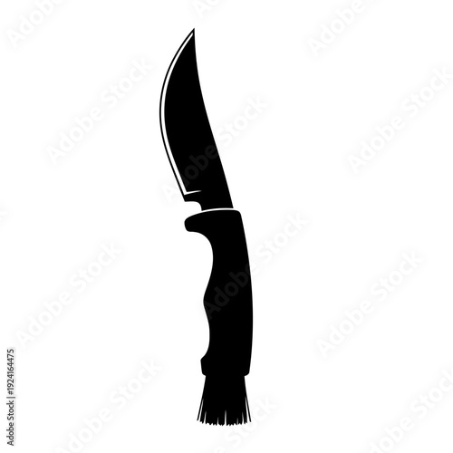 Curved Mushroom Knife with Brush Silhouette for Wild Foraging - Nature Harvest Concept
