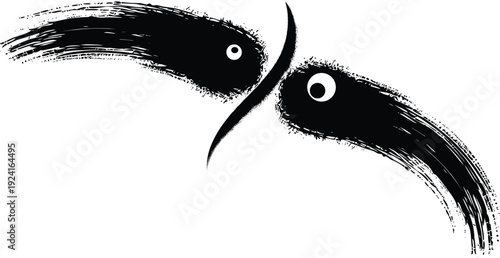 Abstract art of two eyebrows with eyes