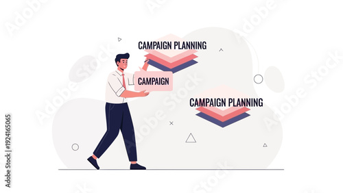 Marketing Campaign Planning Strategy with Layers and Man