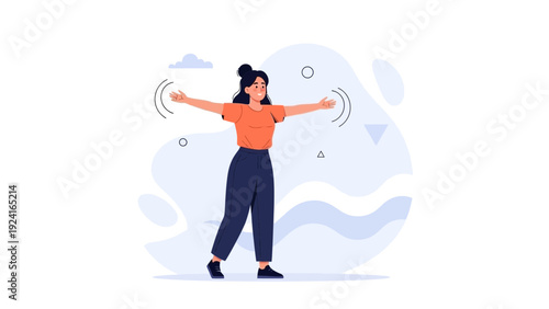 Woman Practicing Yoga and Meditation, Feeling Calm and Relaxed