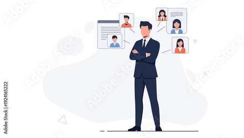 Businessman Selecting Candidate Profile for Job Recruitment