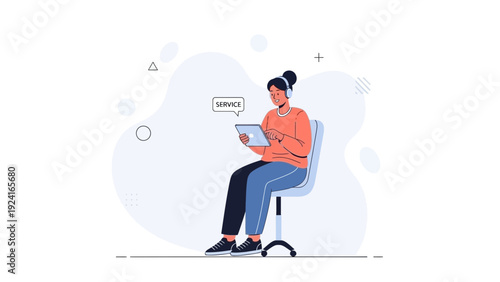 Woman with Headphones Learning Online on Tablet, Remote Education