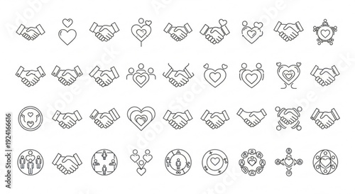 Collection of Hand-Drawn Icons Representing Emotions and Concepts in Black and White