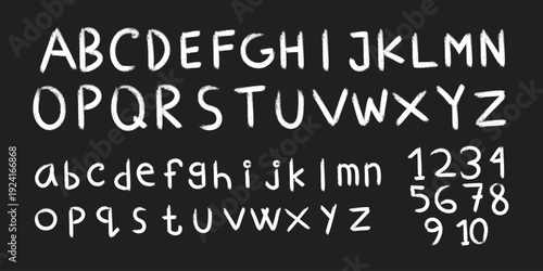 Handwritten alphabet and numbers font sample
