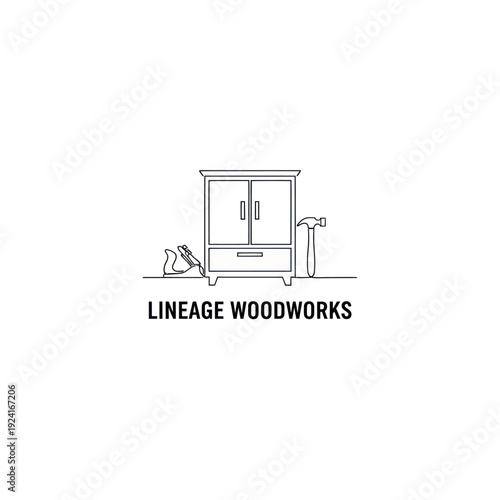 Lineage Woodworks Minimalist Furniture Carpentry Logo