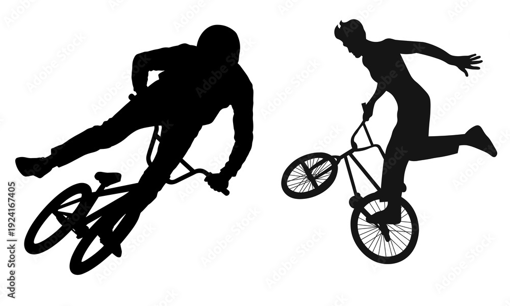 Naklejka premium silhouette of a man riding a bike