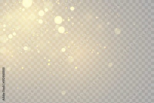 Shiny starlight with sparkling confetti and glowing particles. Magical festive background with twinkling starbursts and golden lights.