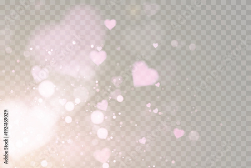 Soft luminous pink hearts with blur effect for Valentine’s Day designs