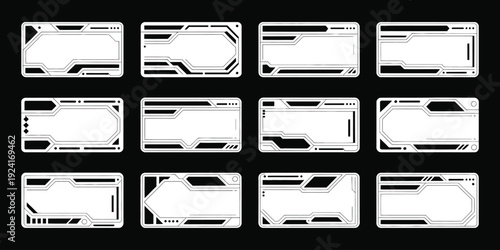 Cyberpunk Decoration Frame Collection, Futuristic Sci Fi UI Borders and Digital Interface Elements, Neon Tech HUD Frames for Gaming, Streaming Overlay, and Web Design