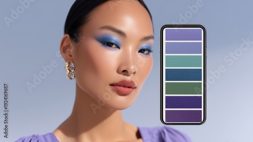 Model Showing Eyeshadow Palette on Phone