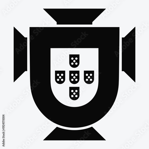 Portuguese coat of arms crest with shield and crowns