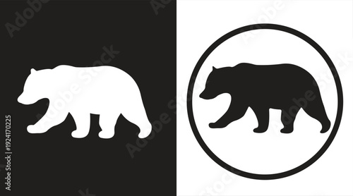 Grizzly or polar bear silhouette flat vector icon, wildlife symbol. Suitable for websites, logos, apps, templates, and UI design. EPS10 