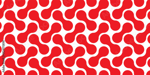 Metaball graphic design vector illustration. Connected circle shapes. Abstract geometric pattern background. Connected blobs objects. Red color on white background.