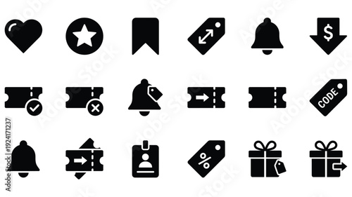 Set of 18 Black E-commerce and Shopping Vector Icons
