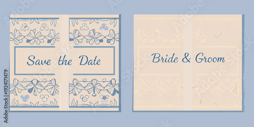 Save the date cards with floral designs and elegant typography