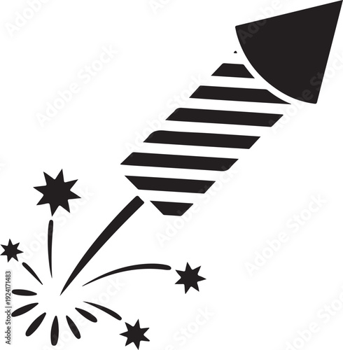 A celebratory firework rocket igniting and exploding with sparks in a festive, dazzling display