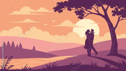  Romantic Sunset Scene.