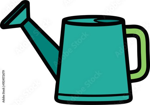Green watering can for gardening and plant care.