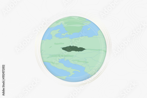 Stylized Map of Czech Republic with Neighboring Areas.