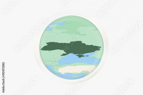 Stylized Map of Ukraine with Neighboring Areas.