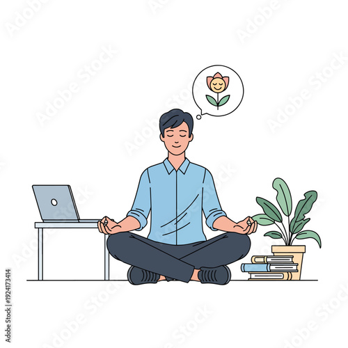 Man Meditating in Lotus Position 1.