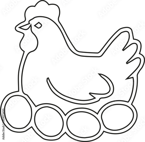 laying hen with eggs vector