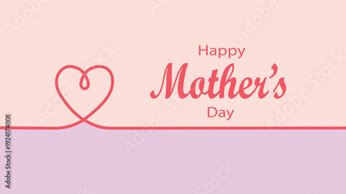 Happy Mother’s Day Minimal Typography Card with Heart Line.