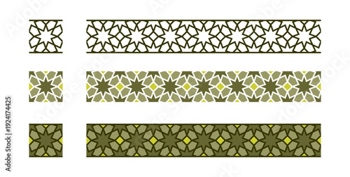 Islamic Frame Border Decorative Geometric Seamless Pattern Ornament Vector Illustration