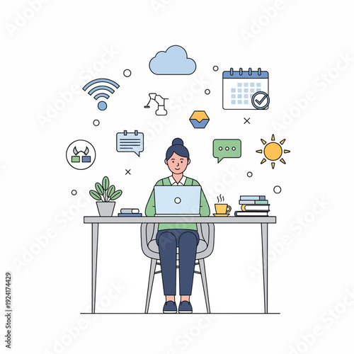 Woman Working on Laptop Computer 1.