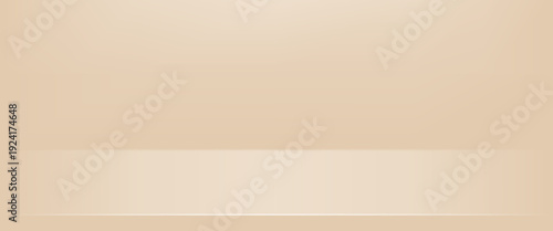 Minimalist Cream Studio Backdrop. A clean, elegant vector background featuring a soft beige gradient with a subtle horizontal shelf or floor line. Perfect for product mockups and presentations.
