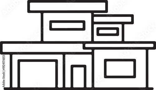 Modern House Outline Icon Vector Illustration
