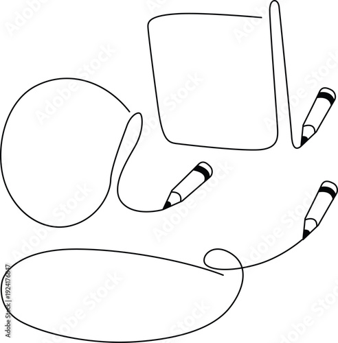 A creative illustration of three different types of pens connected by lines Vector