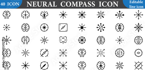 Collection of neural compass icons in various design