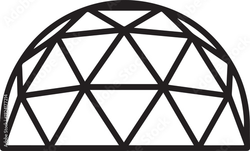 Geodesic Dome Outline Icon Vector Illustration