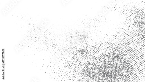 Grey speckle pattern fading from dense to sparse on white background texture