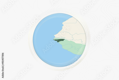 Stylized Map of Guinea-Bissau with Neighboring Areas.