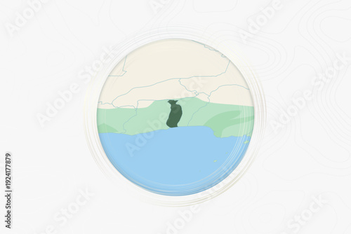 Stylized Map of Togo with Neighboring Areas.