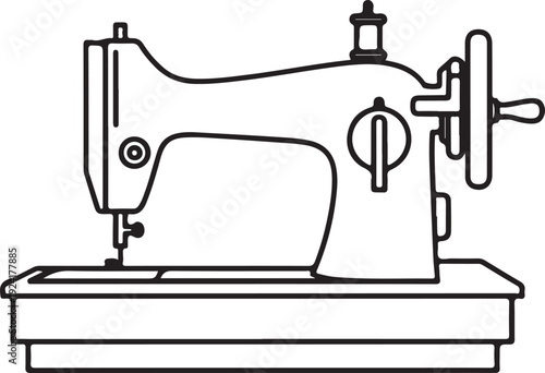 Vintage Sewing Machine Line Art Icon Vector Illustration