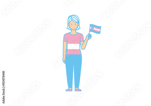 Person holding symbolic flag representing gender identity and self expression on isolated white background for social causes and awareness campaigns