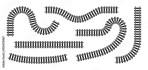 Railway Train Track Vector Route, Rail Pattern Round Circular Curve Railroad Path Icon for Transportation Map, Travel Design, and Infrastructure Illustration
