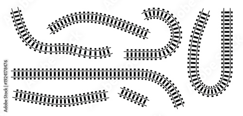 Railway Train Track Vector Route, Rail Pattern Round Circular Curve Railroad Path Icon for Transportation Map, Travel Design, and Infrastructure Illustration