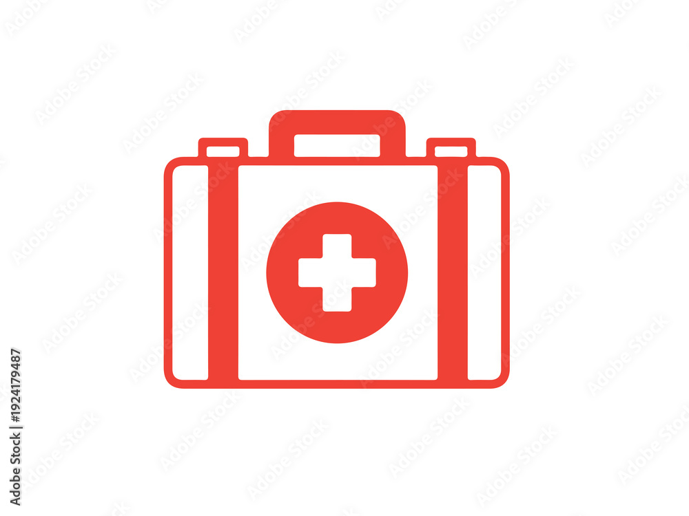 Obraz premium A simple illustration of a first aid kit with a cross on it