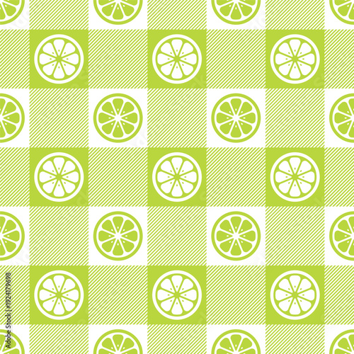 Kiwi seamless pattern. Green lemons background. Repeated citrus fruit. Repeating summer orange texture. Slice kiwis for design prints. Abstract cute patern. Simple line spring bg. Vector illustration