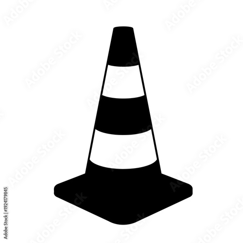 Warning Pylon Traffic Safety Cone Silhouette for Hazard Redirection - Road Safety Concept