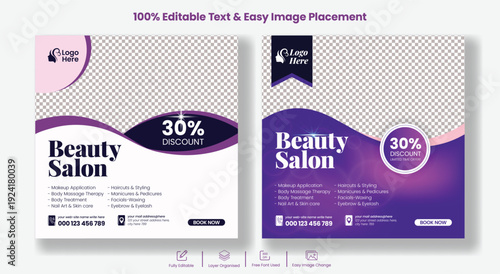 Luxury beauty salon and spa social media post template with wellness yoga meditation theme, square flyer banner poster advertising design for self care promotion